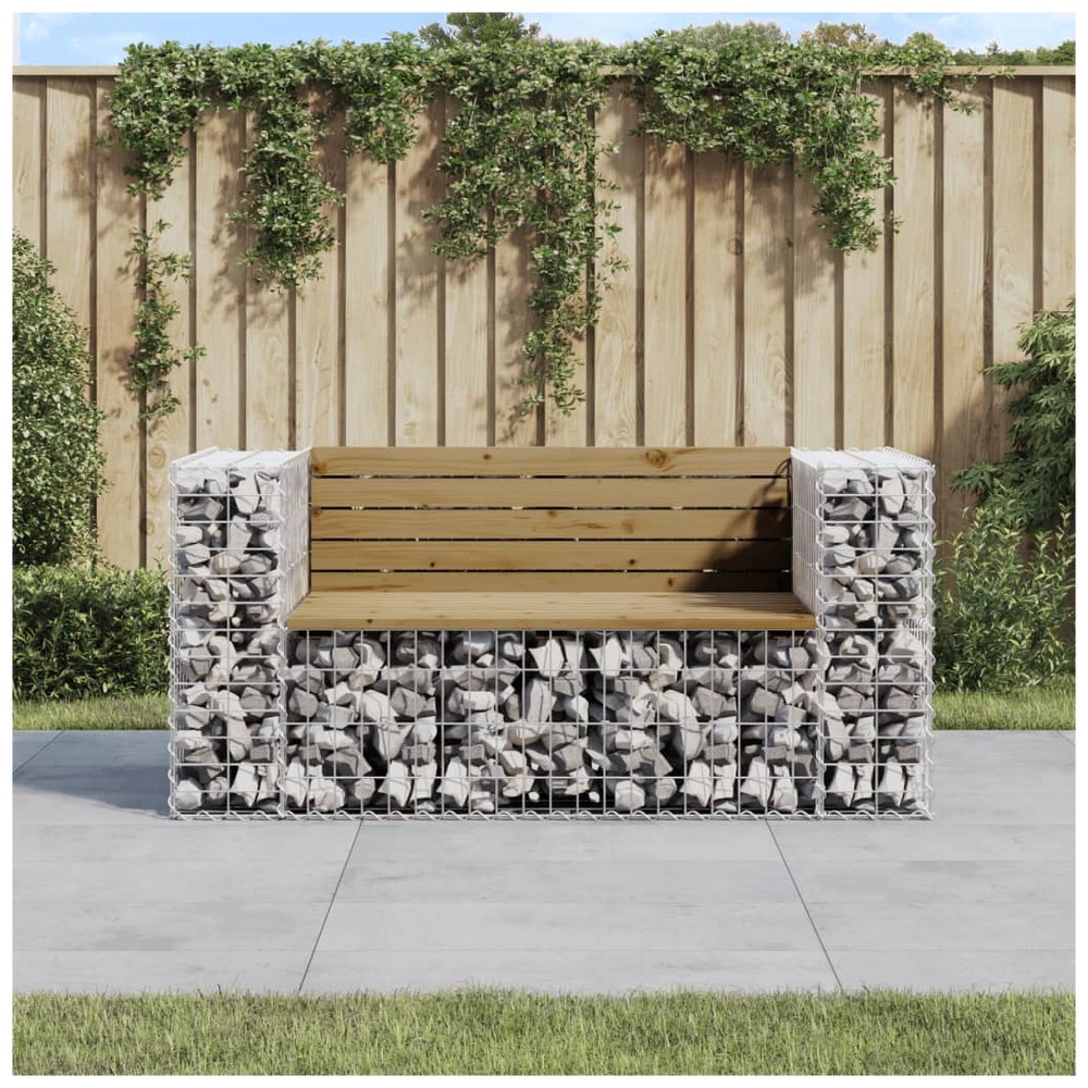 vidaXL Garden Bench Gabion Design 143x71x65.5 cm Impregnated Wood Pine - anydaydirect