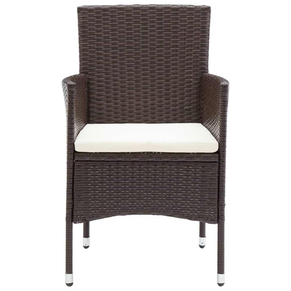 Garden Dining Chairs 2 pcs Poly Rattan Brown - anydaydirect