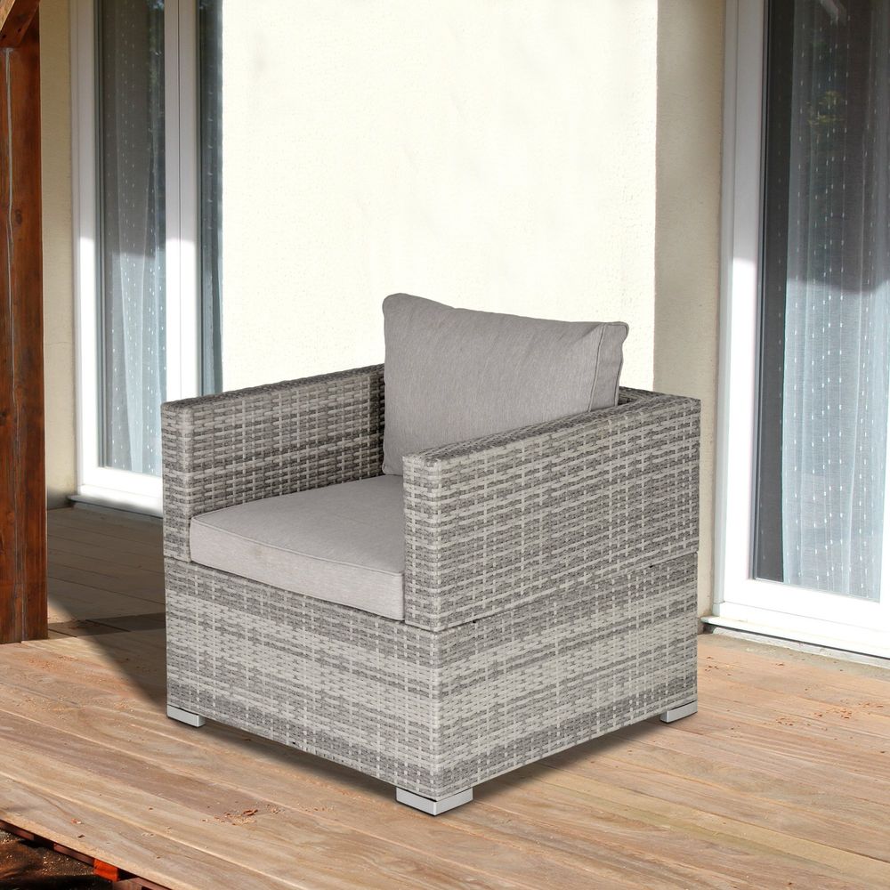 Outdoor Patio Furniture Single Rattan Sofa Chair Padded Cushion - anydaydirect