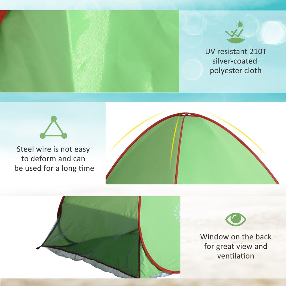 Beach Tent Instant Camping Pop up Tent Sun Shade Shelter, Green Outsunny - anydaydirect