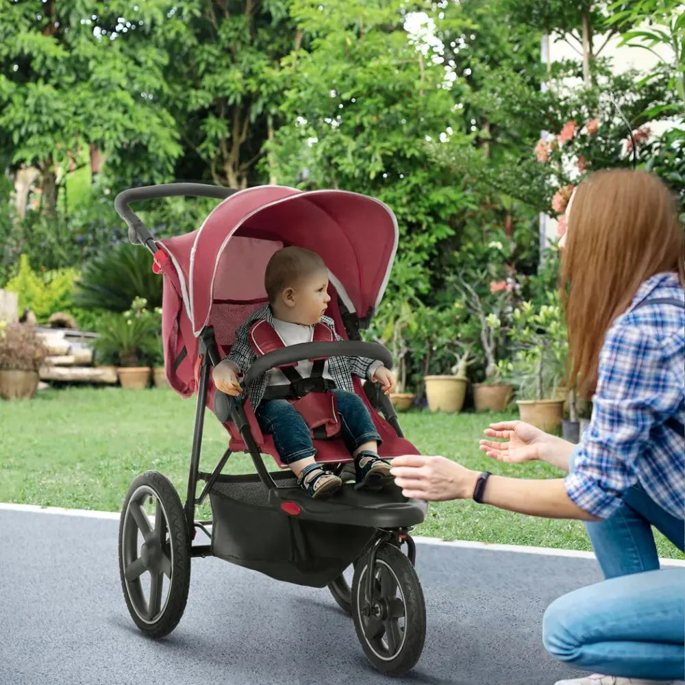 Lightwieght Pushchair w/ Reclining Backrest From Birth to 3 Years - Red - anydaydirect