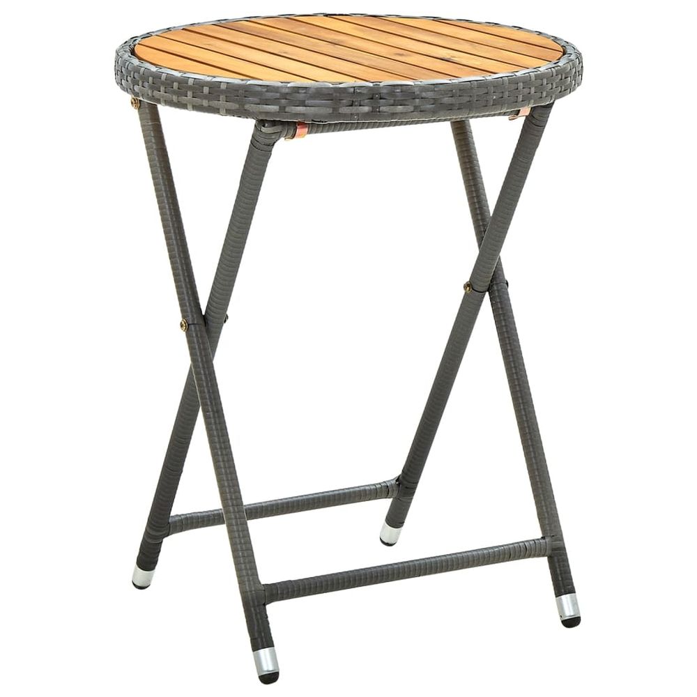 Tea Table Black 60 cm Poly Rattan and Solid Acacia Wood - anydaydirect