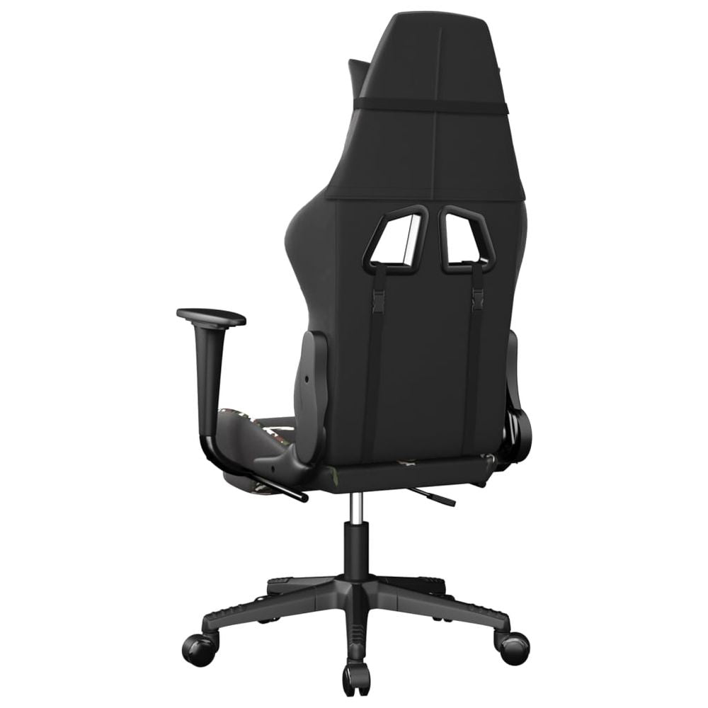 Massage Gaming Chair with Footrest Black&Camouflage Faux Leather - anydaydirect