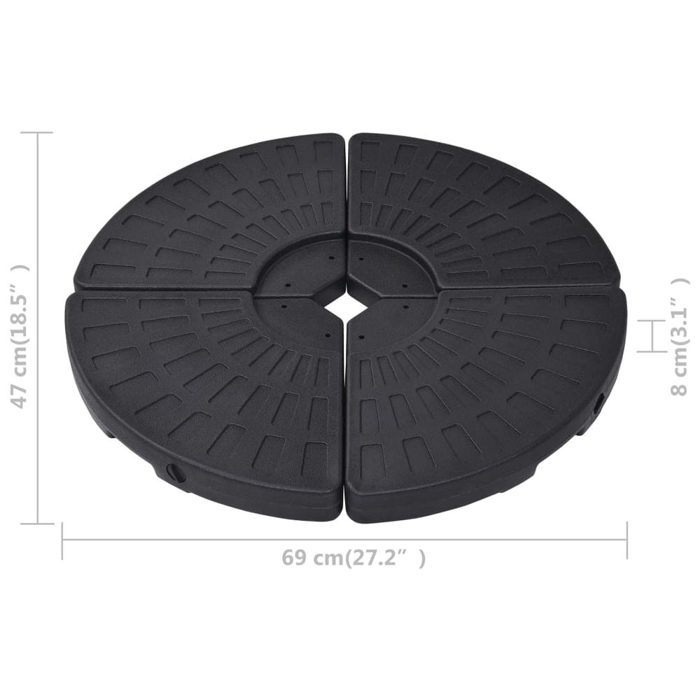 Umbrella Base Fan-shaped 4 pcs Black - anydaydirect