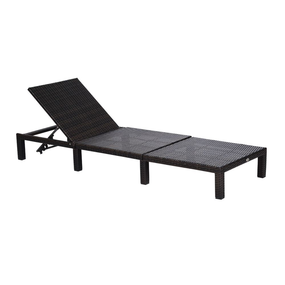 Rattan Sun Lounger Bed-Brown - anydaydirect