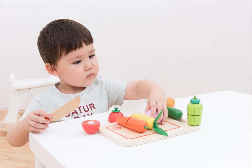 Lelin Wooden Vegetable Cut Food Toy Kitchen Shopping Grocery For Childrens - anydaydirect