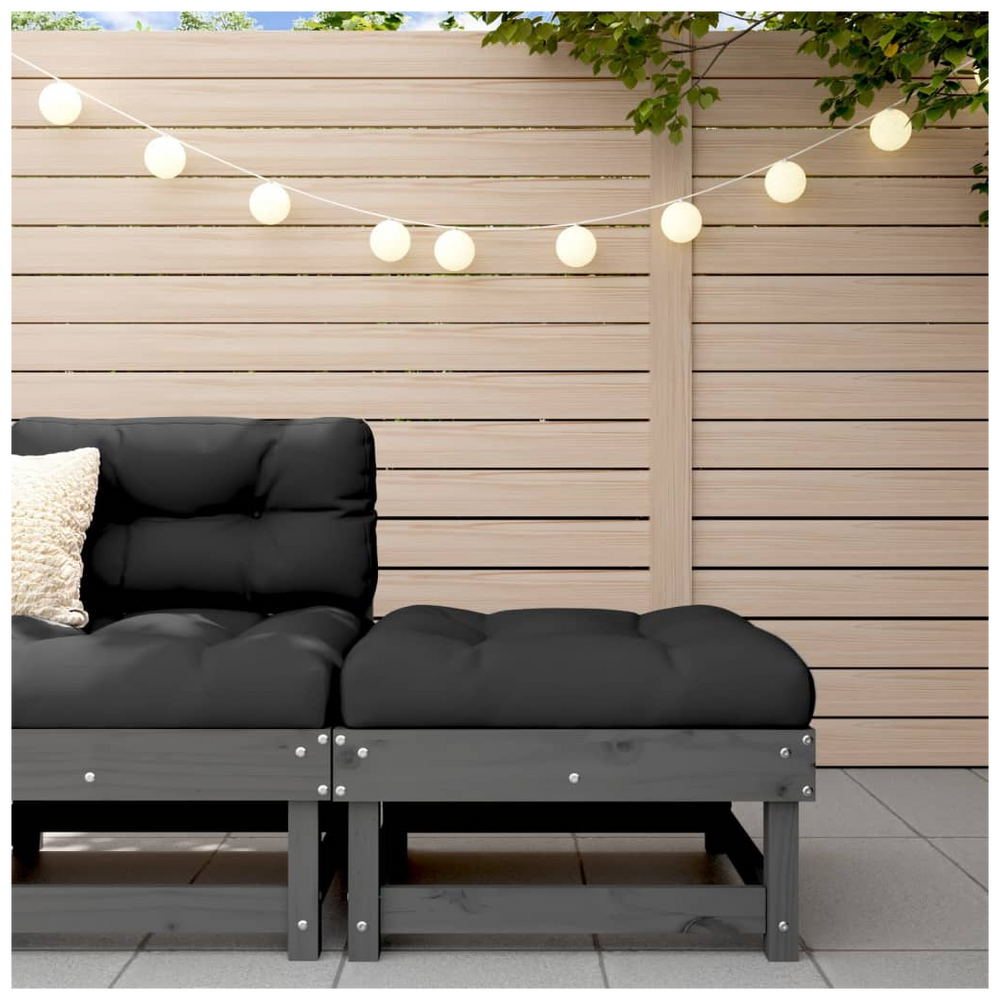 vidaXL Garden Footstool with Cushion Grey Solid Wood Pine - anydaydirect
