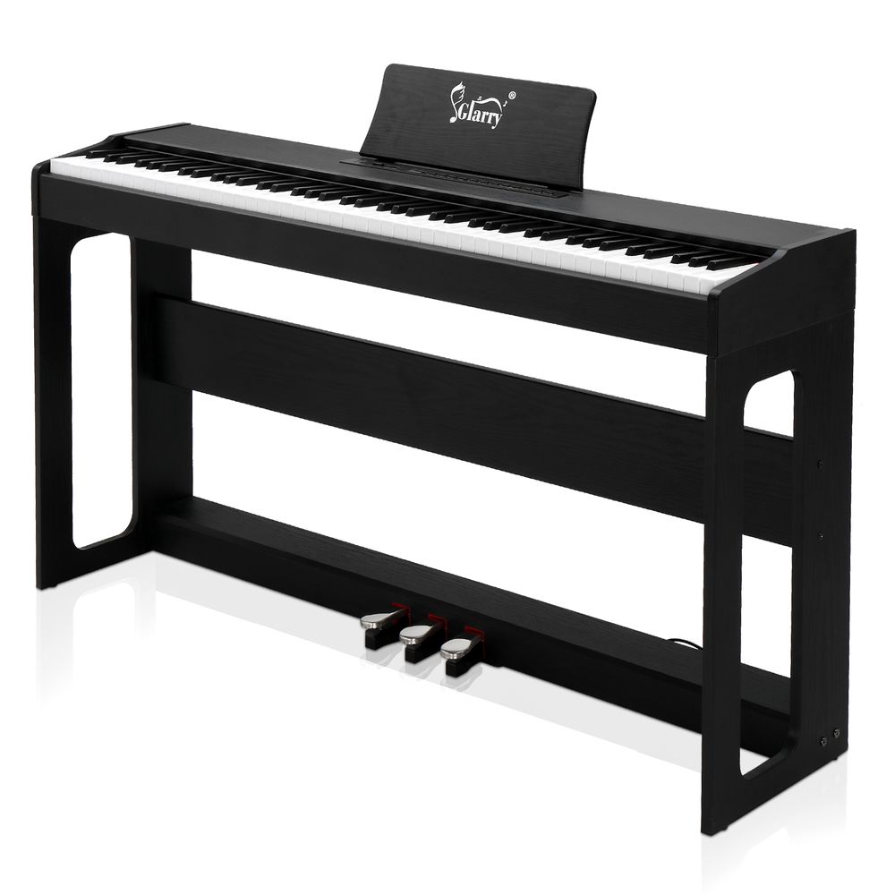 Glarry GDP-104 88 Keys Full Weighted Keyboards Digital Piano with Furniture Stand, Power Adapter, Triple Pedals, Headphone, for All Experience Levels Black - anydaydirect