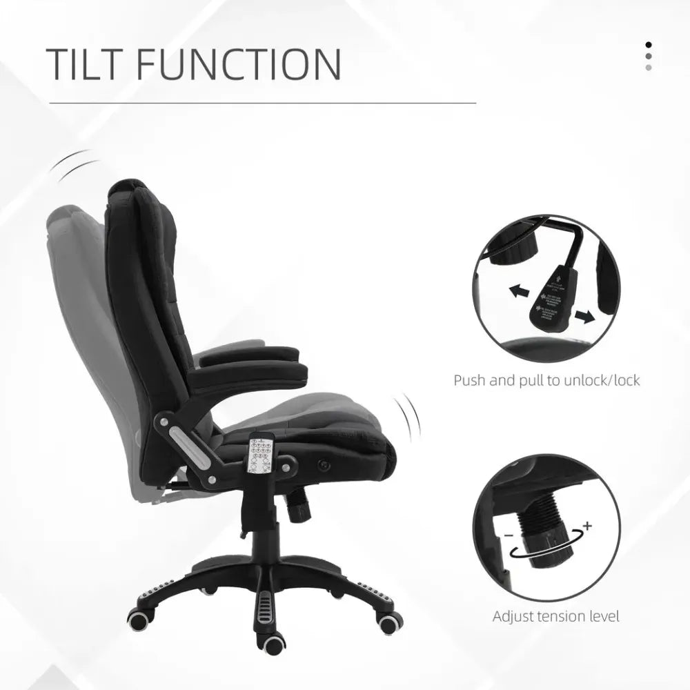 Executive Reclining Chair w/ Heating Massage Points Relaxing Headrest Black - anydaydirect