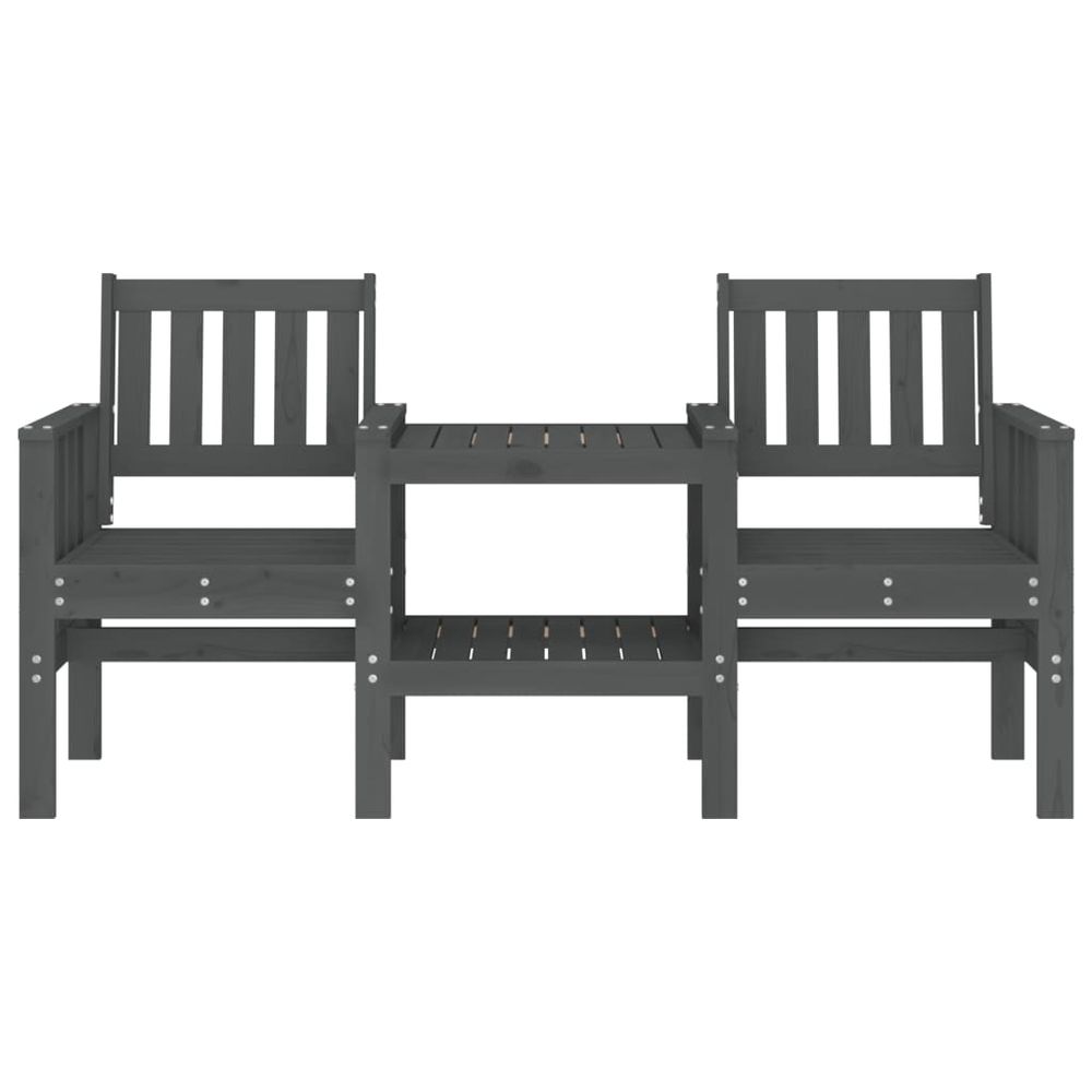 vidaXL Garden Bench with Table 2-Seater Grey Solid Wood Pine - anydaydirect