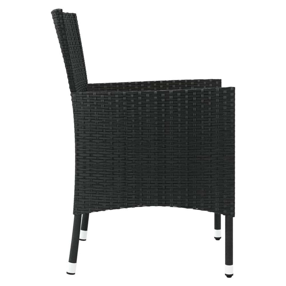 vidaXL Garden Chairs with Cushions 2 pcs Black Poly Rattan - anydaydirect