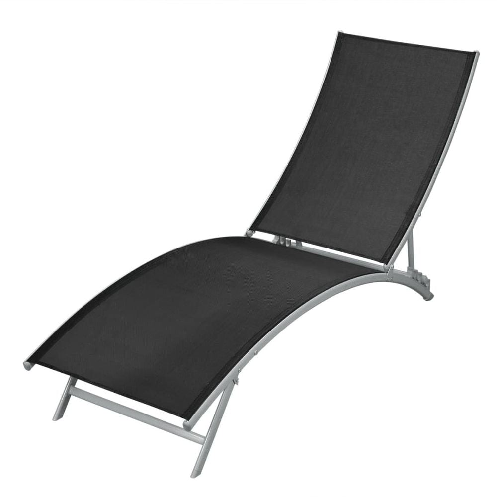 Sun Lounger Steel and Textilene Black - anydaydirect