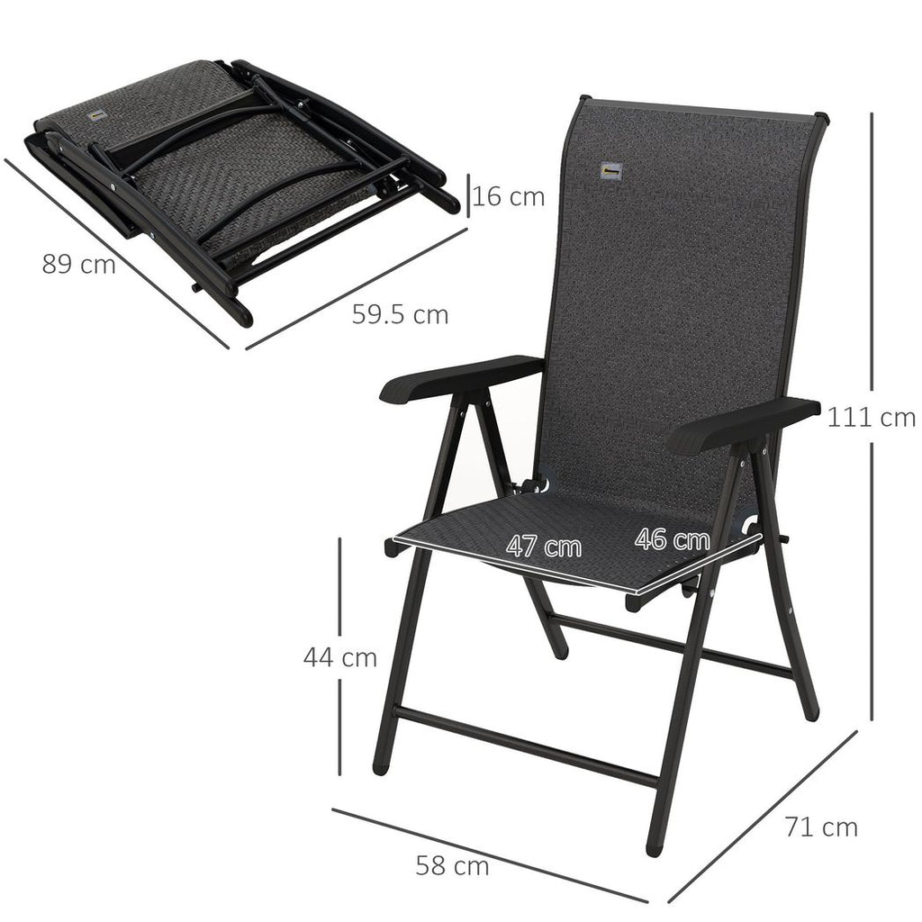 Outsunny Set of 4 Outdoor Rattan Folding Chair Set w/ Adjustable Backrest Grey - anydaydirect