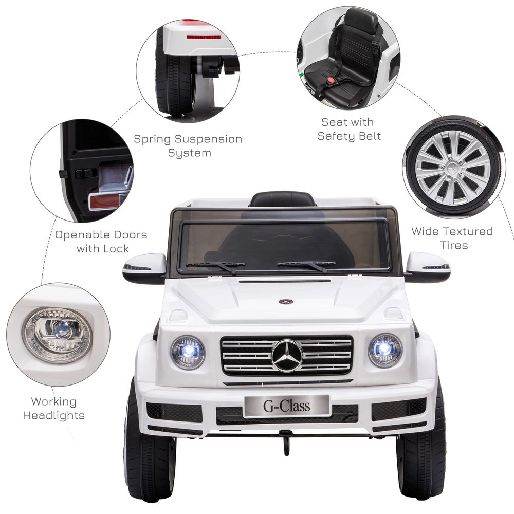 Mercedes Benz G500 12V Kids Electric Ride On Car Remote Control White HOMCOM - anydaydirect