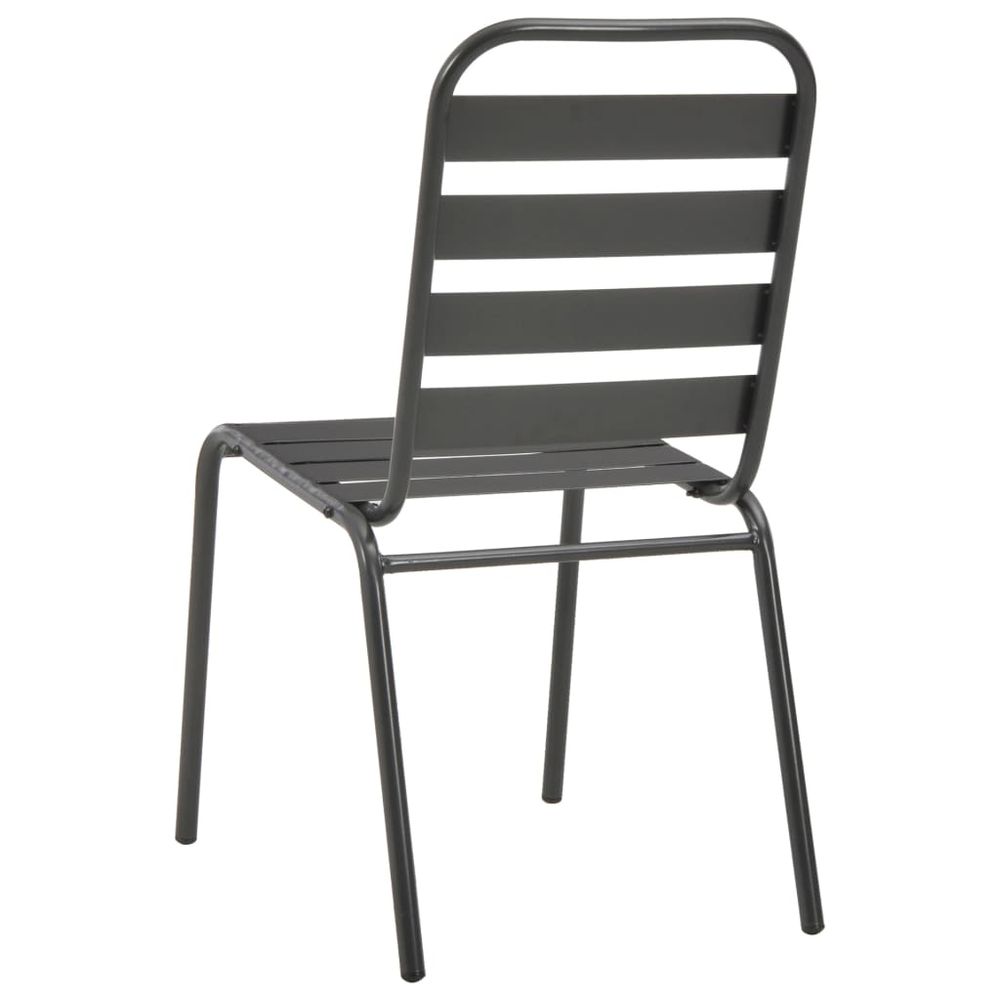 Outdoor Chairs 4 pcs Slatted Design Steel Dark Grey - anydaydirect