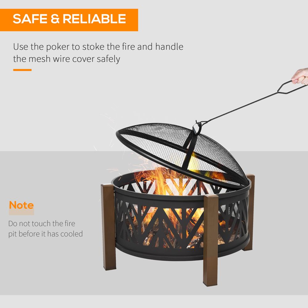 2-in-1 Outdoor Fire Pit Bowl with BBQ Grill Grate 30" Spark Screen Cover - anydaydirect