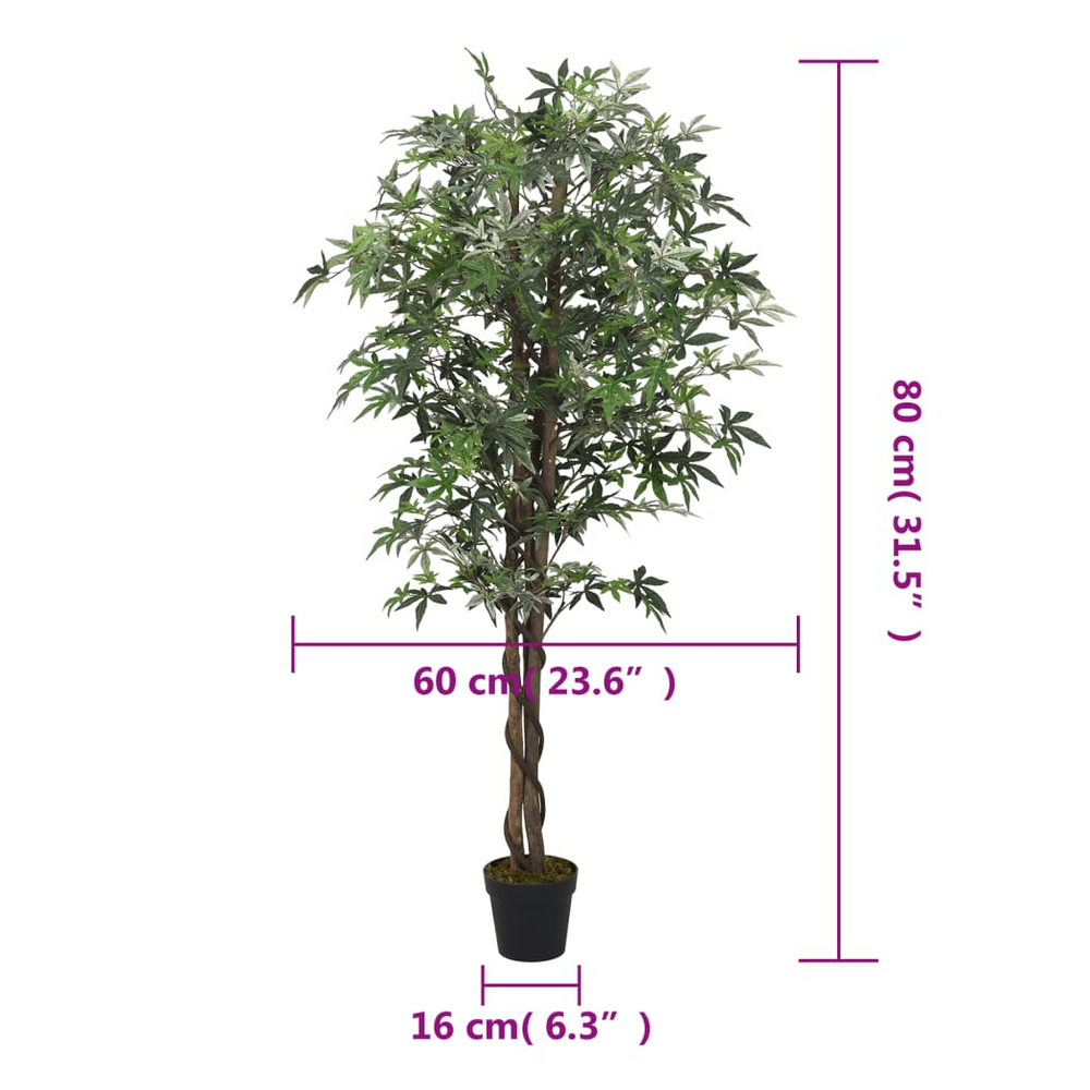 vidaXL Artificial Maple Tree 224 Leaves 80 cm Green - anydaydirect