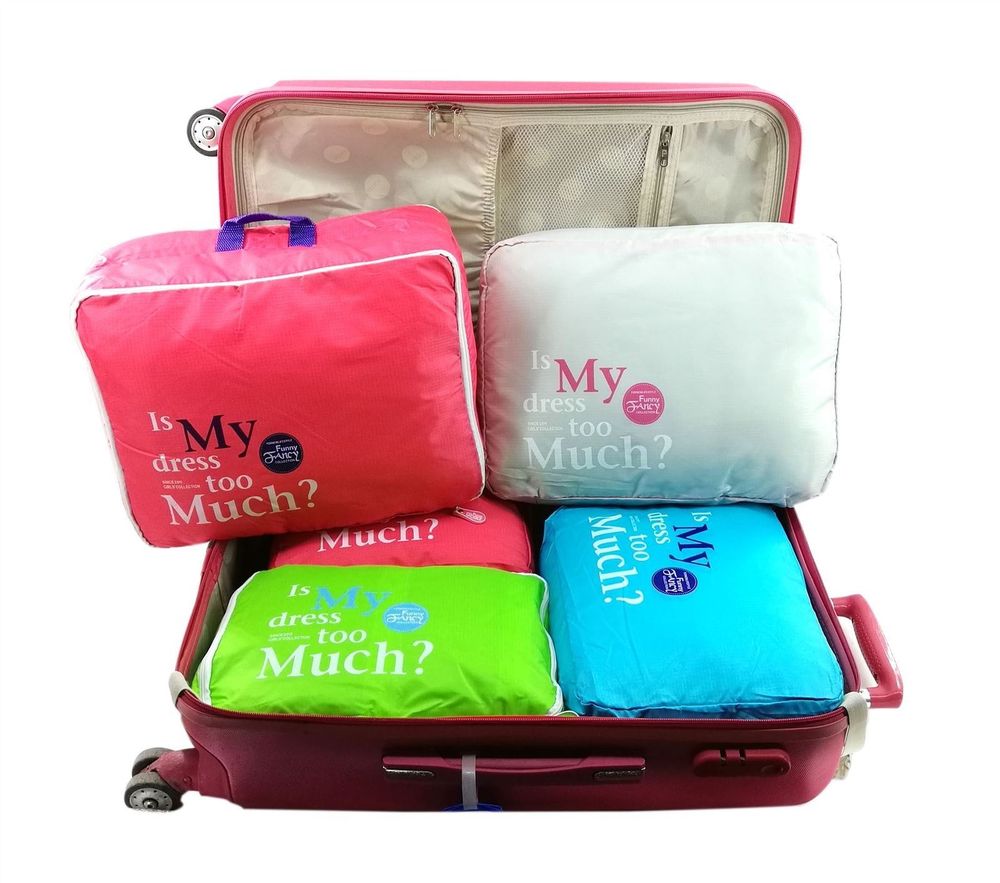 Vinsani 5PC Travel Essential Bag-in-Bag Travel Luggage Organizer Storage Handle Bag Pouch Set Green - anydaydirect
