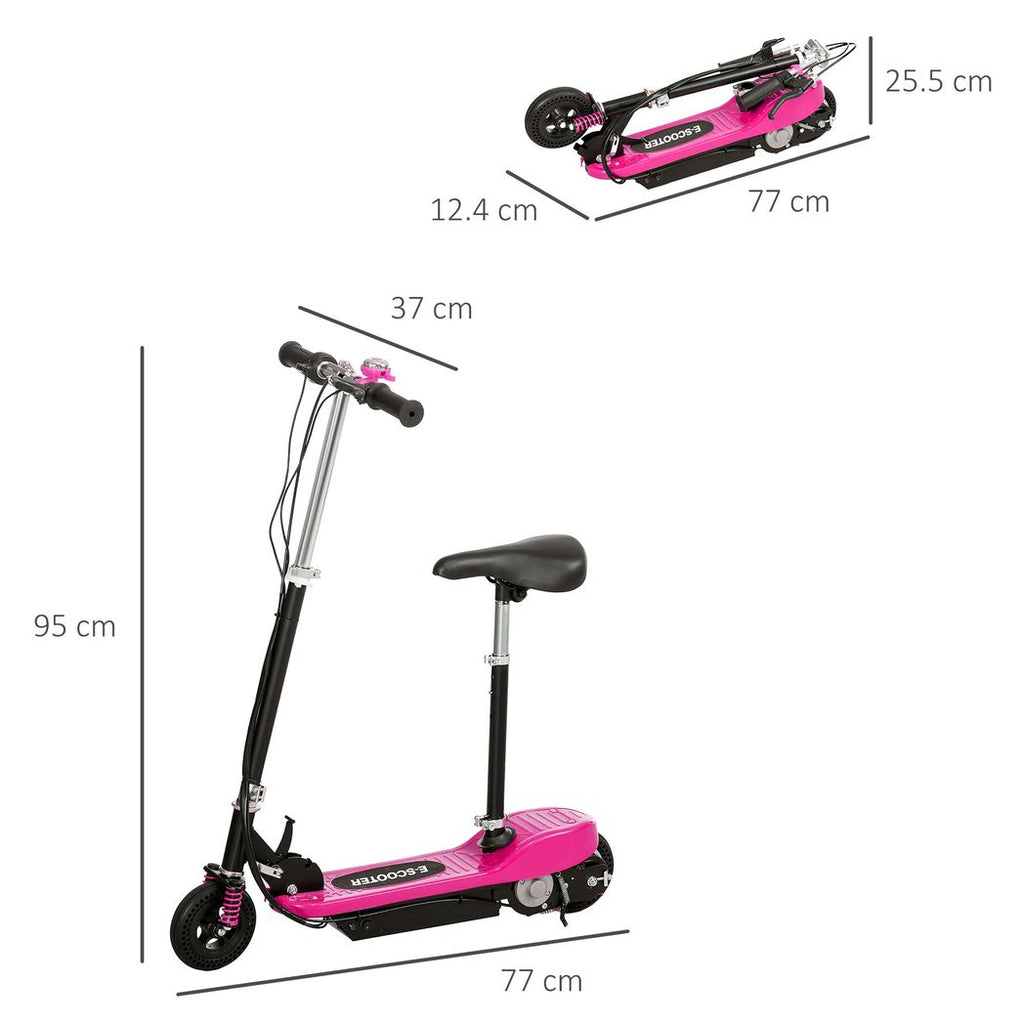HOMCOM Folding Electric Scooter with Warning Bell, for Ages 4-14 Years, Pink - anydaydirect