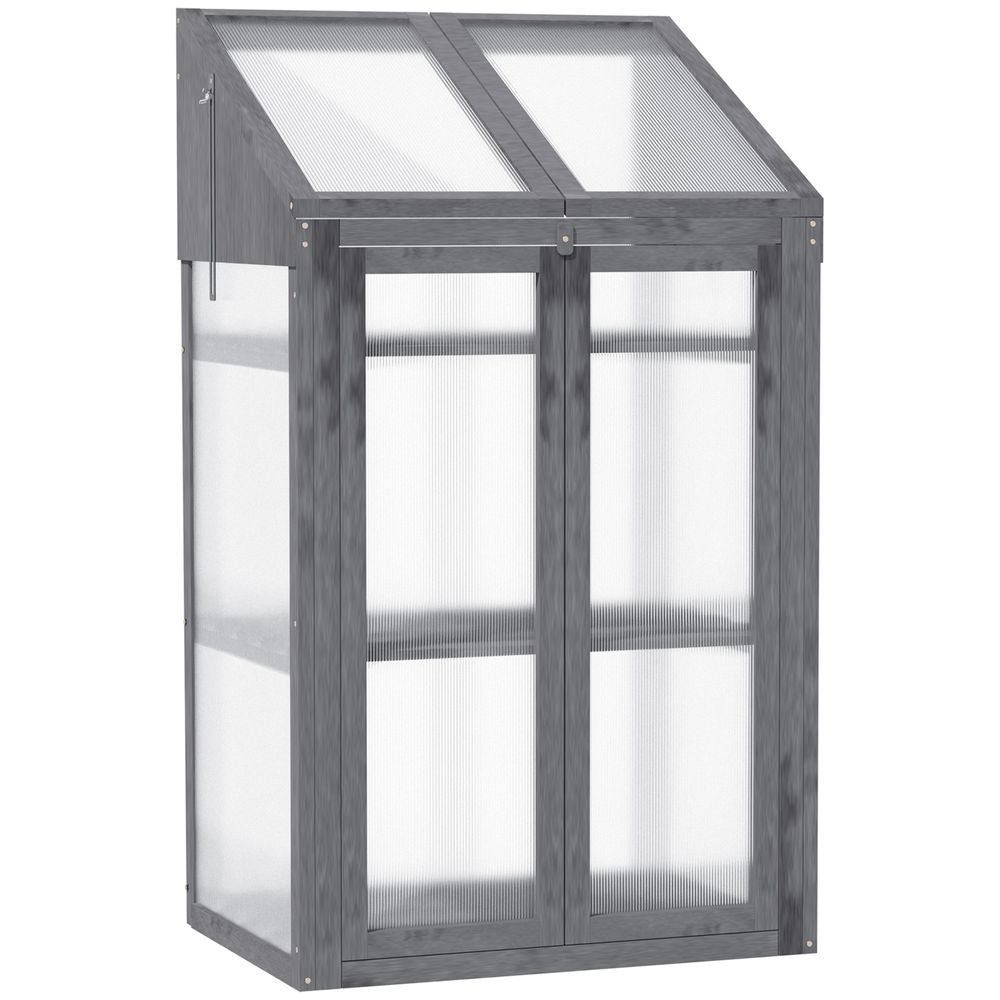 Wooden Greenhouse Cold Frame Grow House w/ Double Door for Flower Grey - anydaydirect