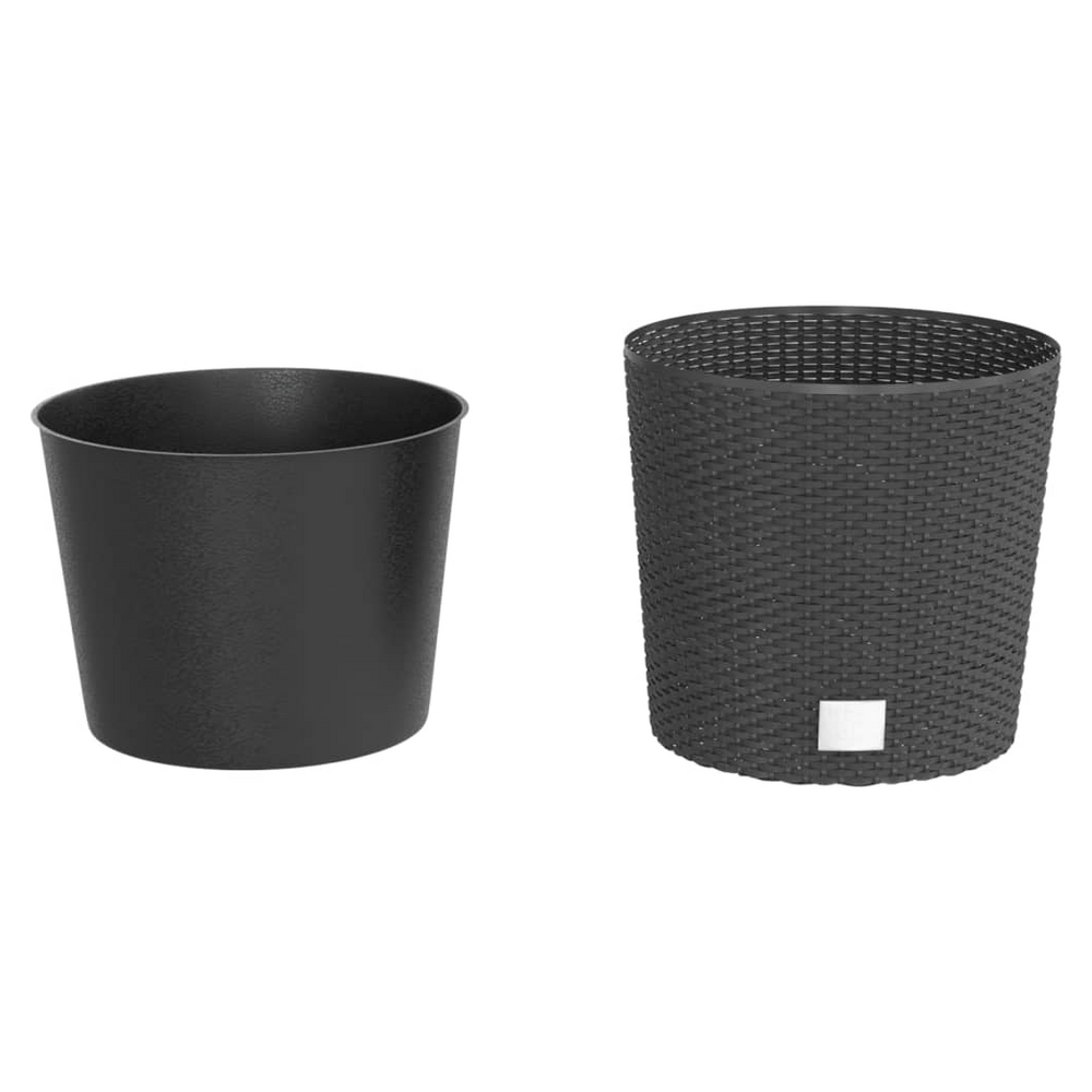 vidaXL Planter with Removable Inner Anthracite 15 / 15.3 L PP Rattan - anydaydirect