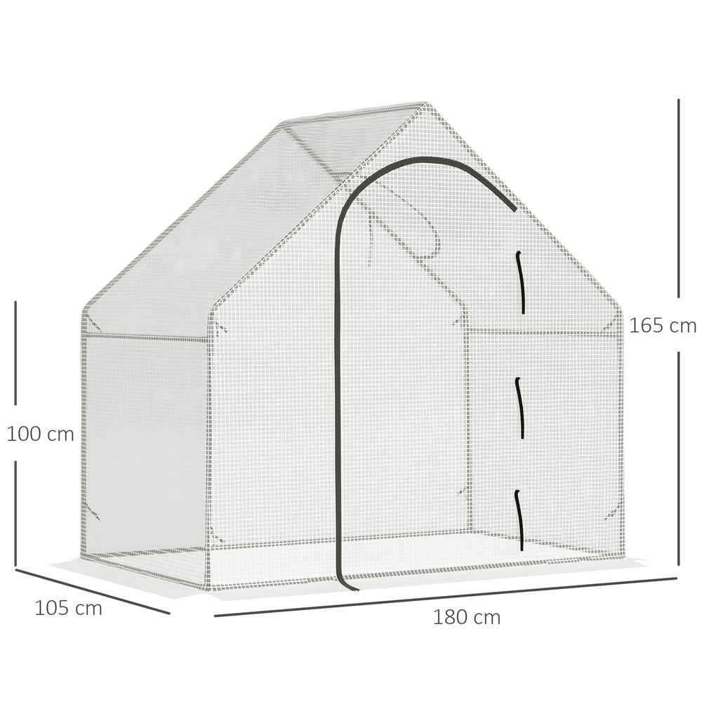 Walk-In Greenhouse Vegetable Plant Window Roll-Up 180 x 100 x 165cm, White - anydaydirect