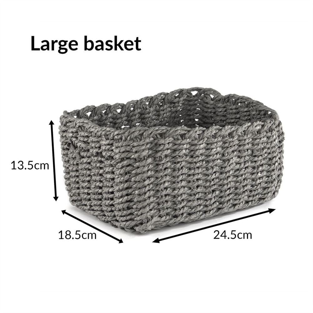Woven Rope Storage Baskets - Set of 3 Grey | M&W - anydaydirect