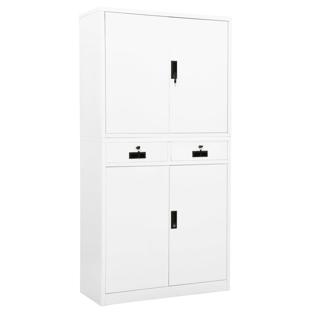 Office Cabinet White 90x40x180 cm Steel - anydaydirect