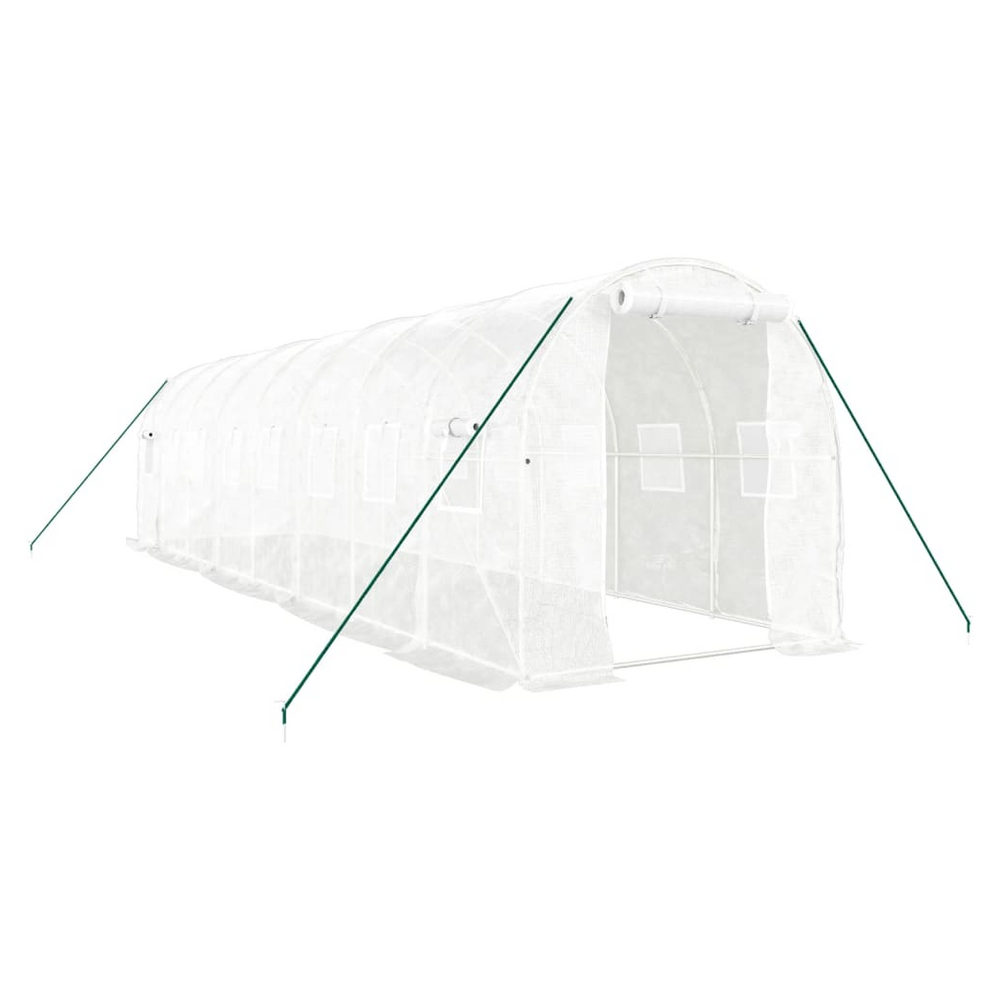vidaXL Greenhouse with Steel Frame White 16 m² 8x2x2 m - anydaydirect