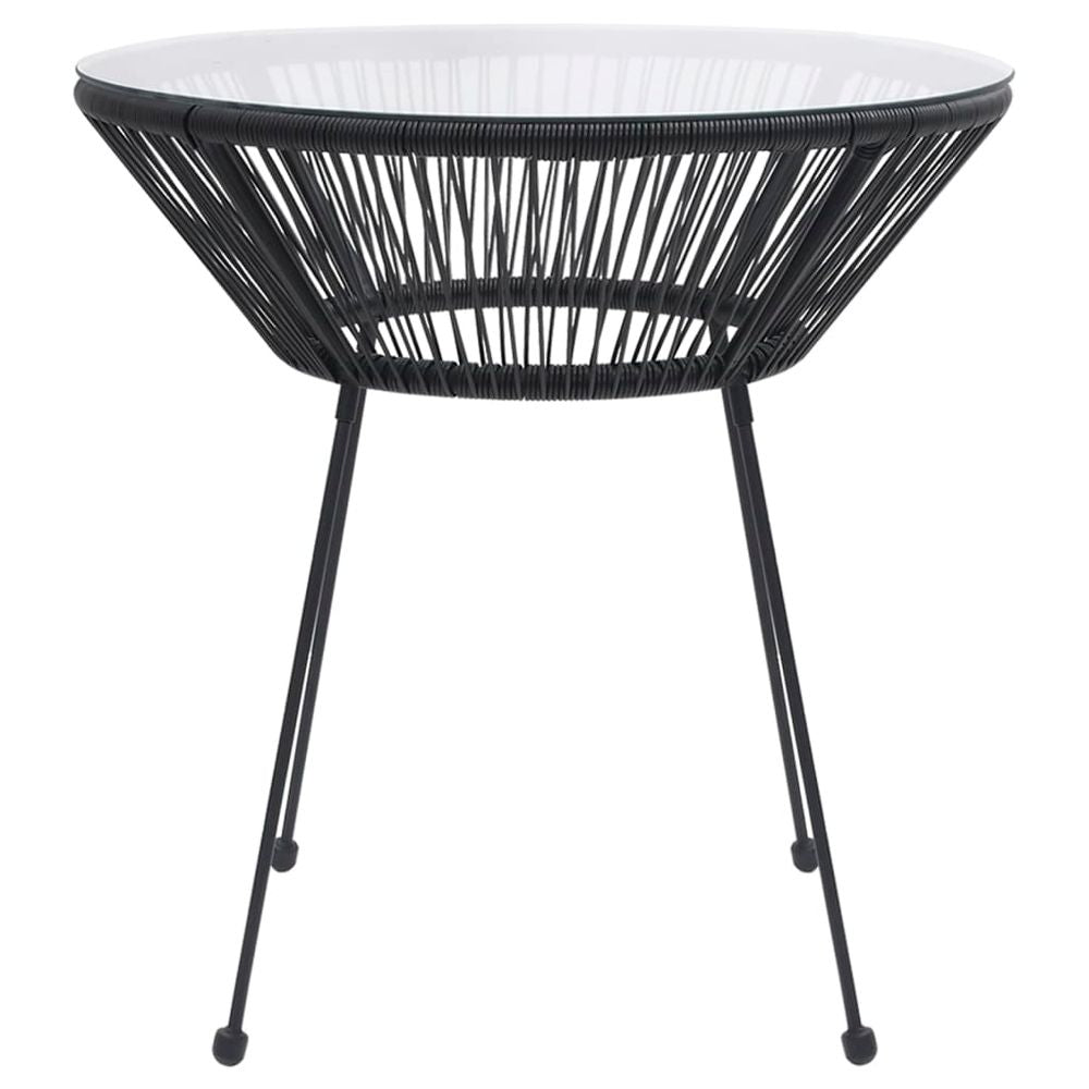 Garden Dining Table Black Ø70x74 cm Rattan and Glass - anydaydirect