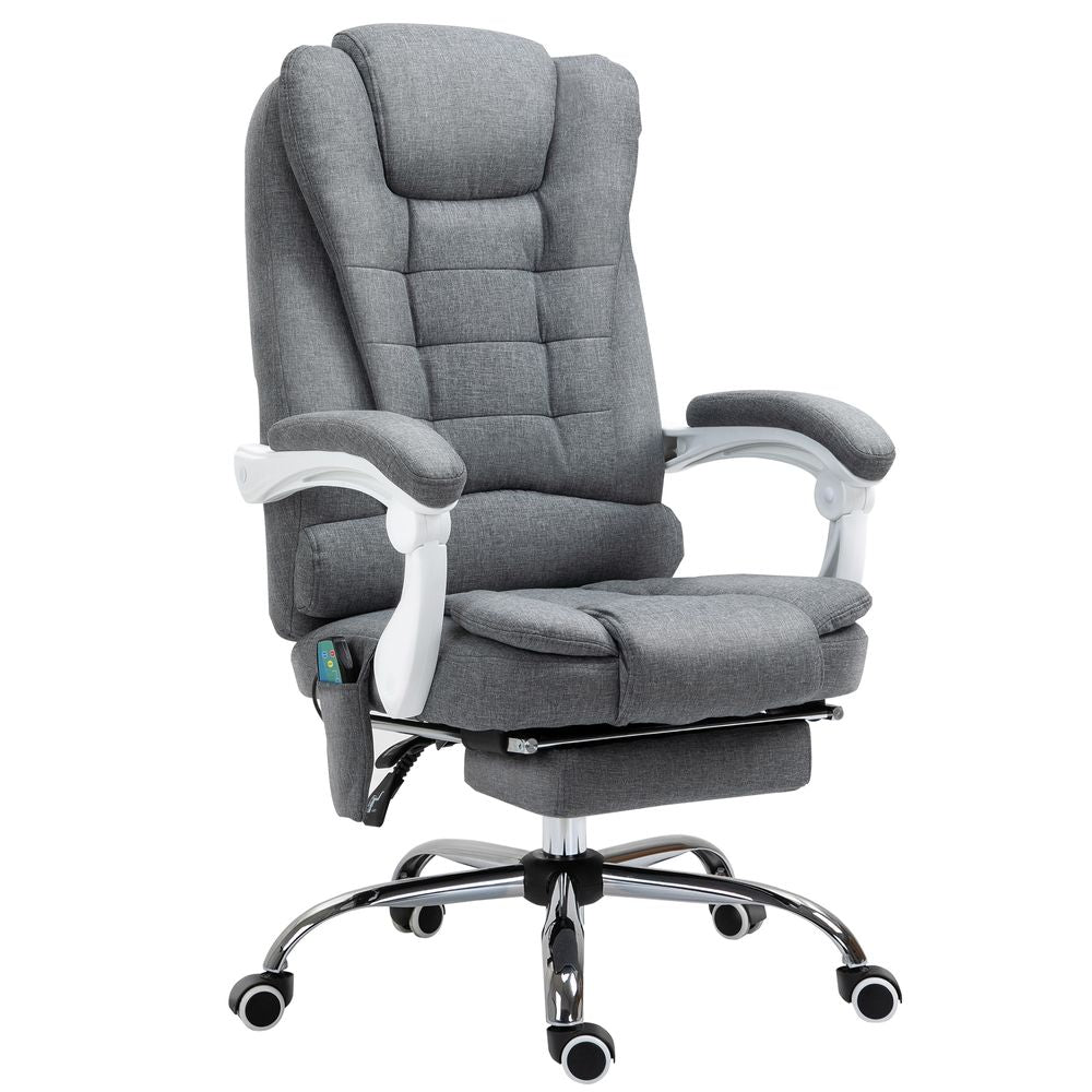 Vintage High Back Heated Massage Office Chair w/ 6 Vibration Points, Grey - anydaydirect