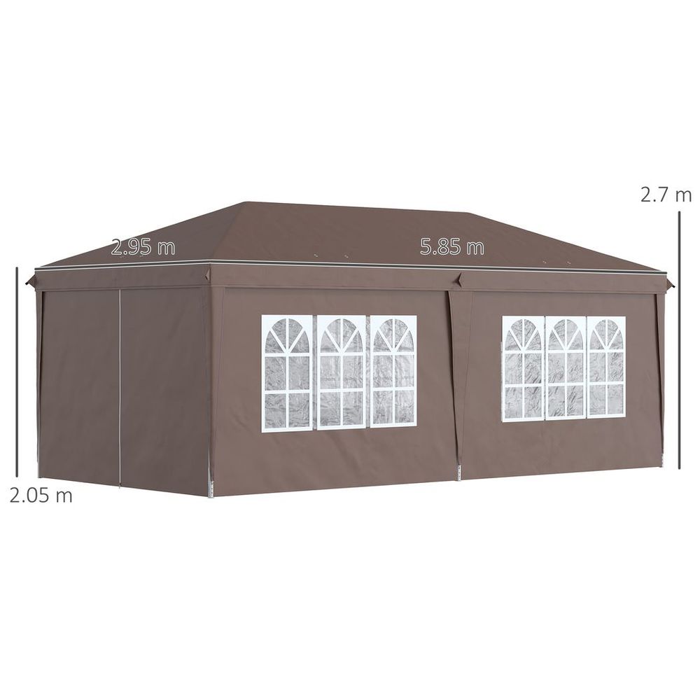 3 x 6m Pop Up Gazebo Height Adjustable Party Tent w/ Storage Bag Black - anydaydirect