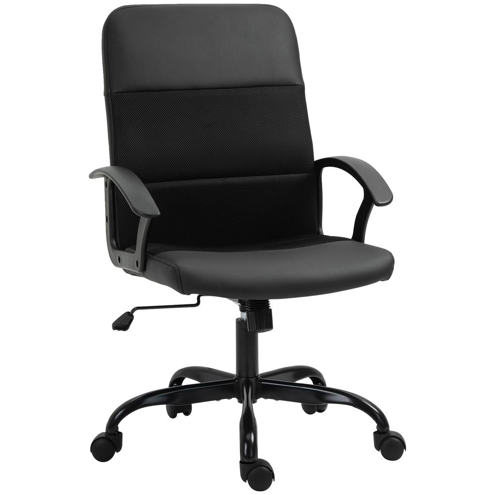 PVC Leather & Mesh Panel Blend Office Chair Swivel Seat w/ Padding Ergonomic - anydaydirect