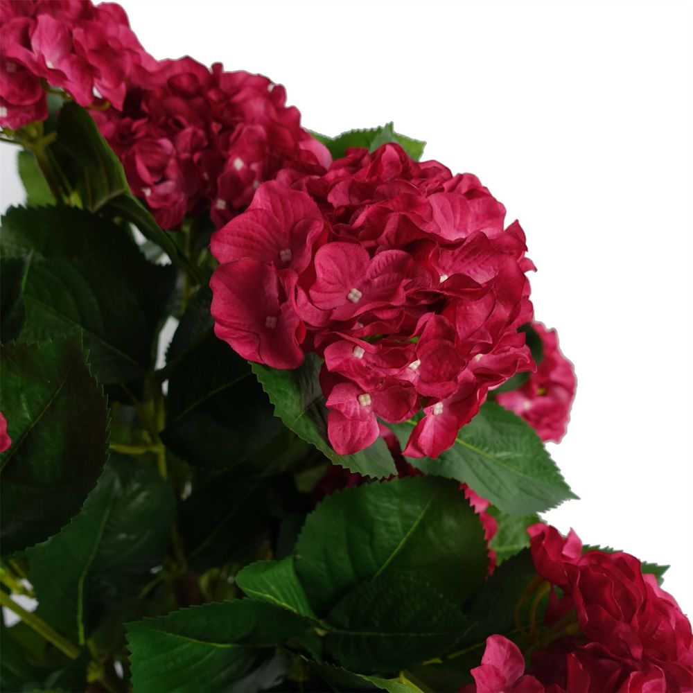75cm Artificial Pink Bush Hydrangea Plant Potted - anydaydirect