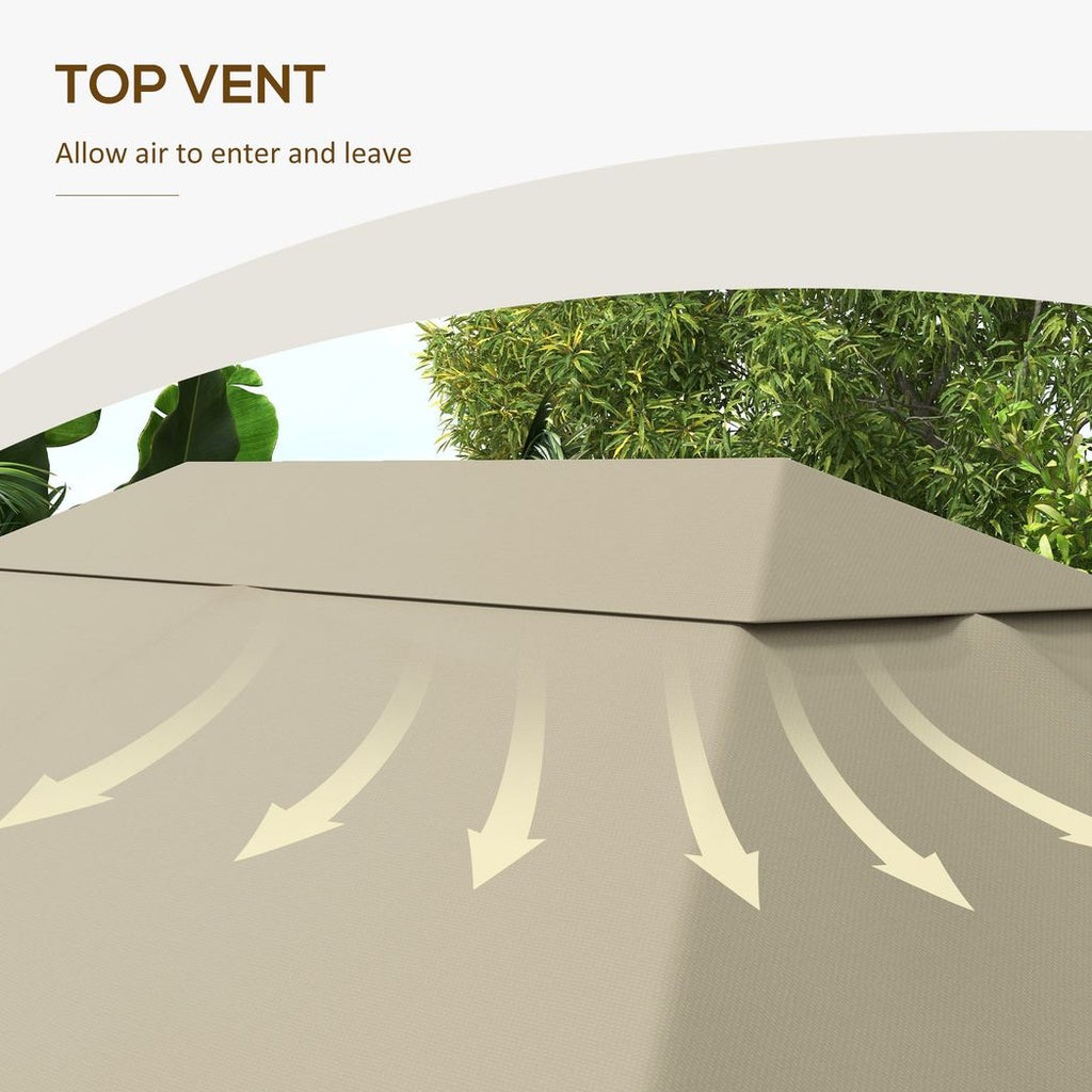 Outsunny 3 x 4m Gazebo Canopy Replacement Gazebo Roof Cover, Khaki - anydaydirect