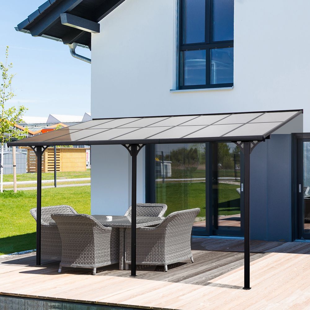 Outdoor Patio Gazebo Pergola, Aluminum Post, 4.35x3m Mounted on the Wall Roof - anydaydirect