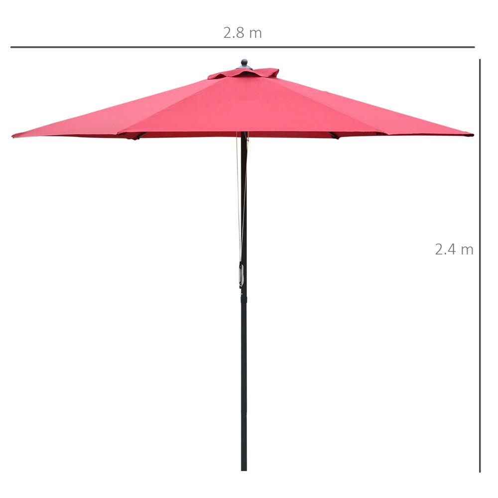 Outsunny Umbrella Parasol ?2.8x2.4 m, Steel, Polyester-Wine Red - anydaydirect