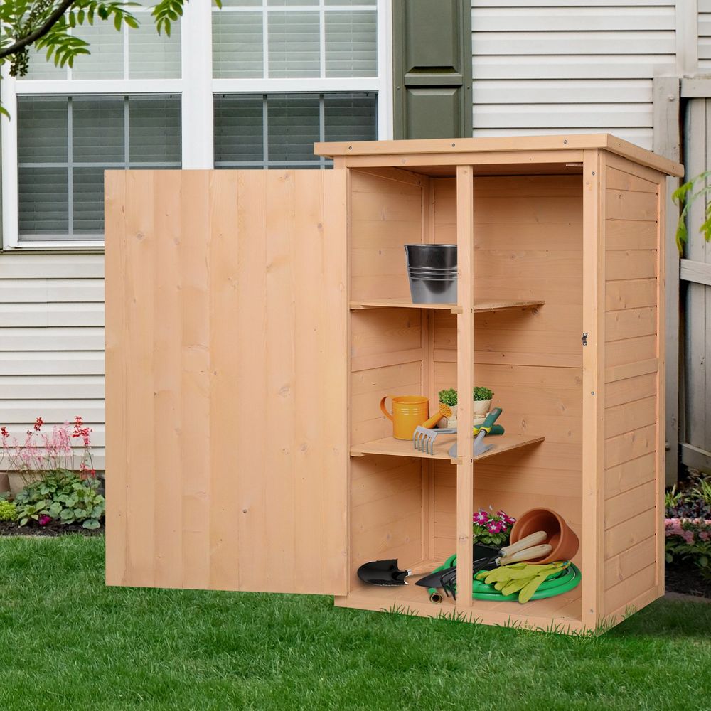 Wooden Garden Storage Shed Fir Wood Tool Cabinet - anydaydirect
