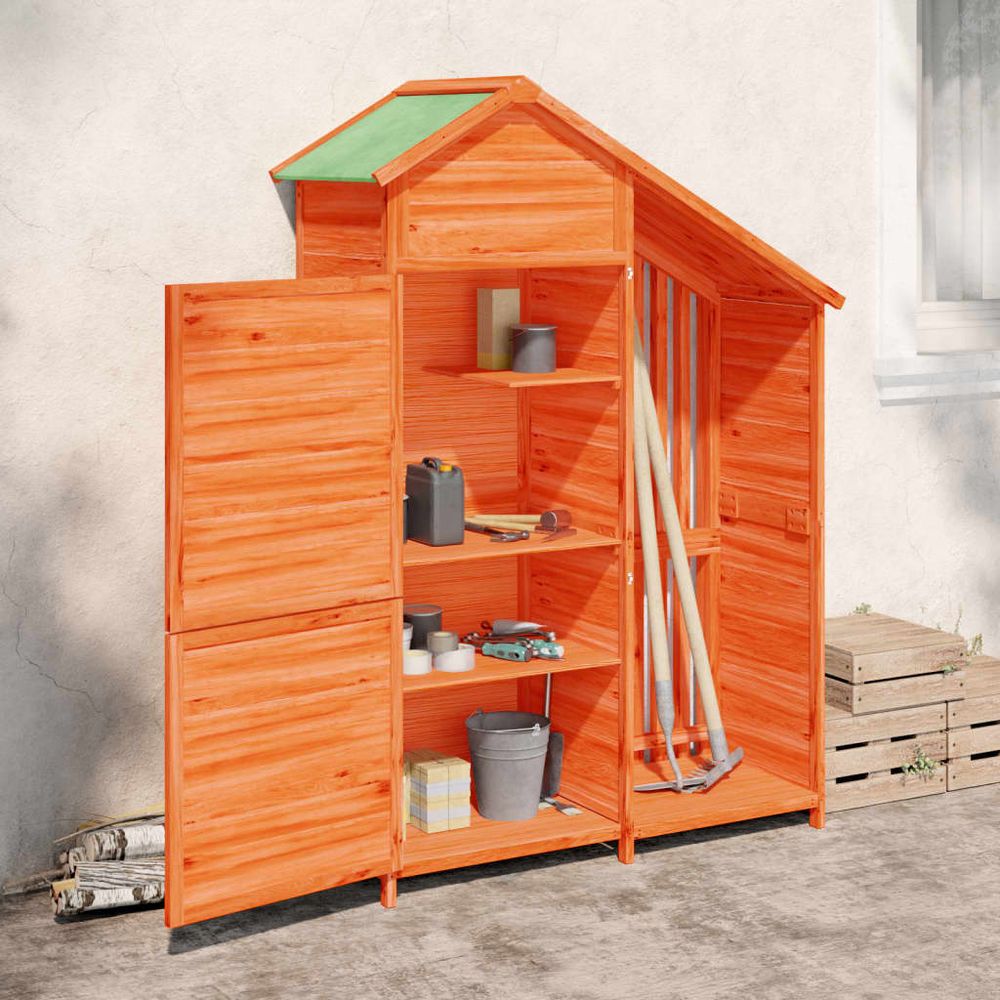 Garden Tool Shed Brown 120x53.5x170 cm Solid Wood Pine - anydaydirect
