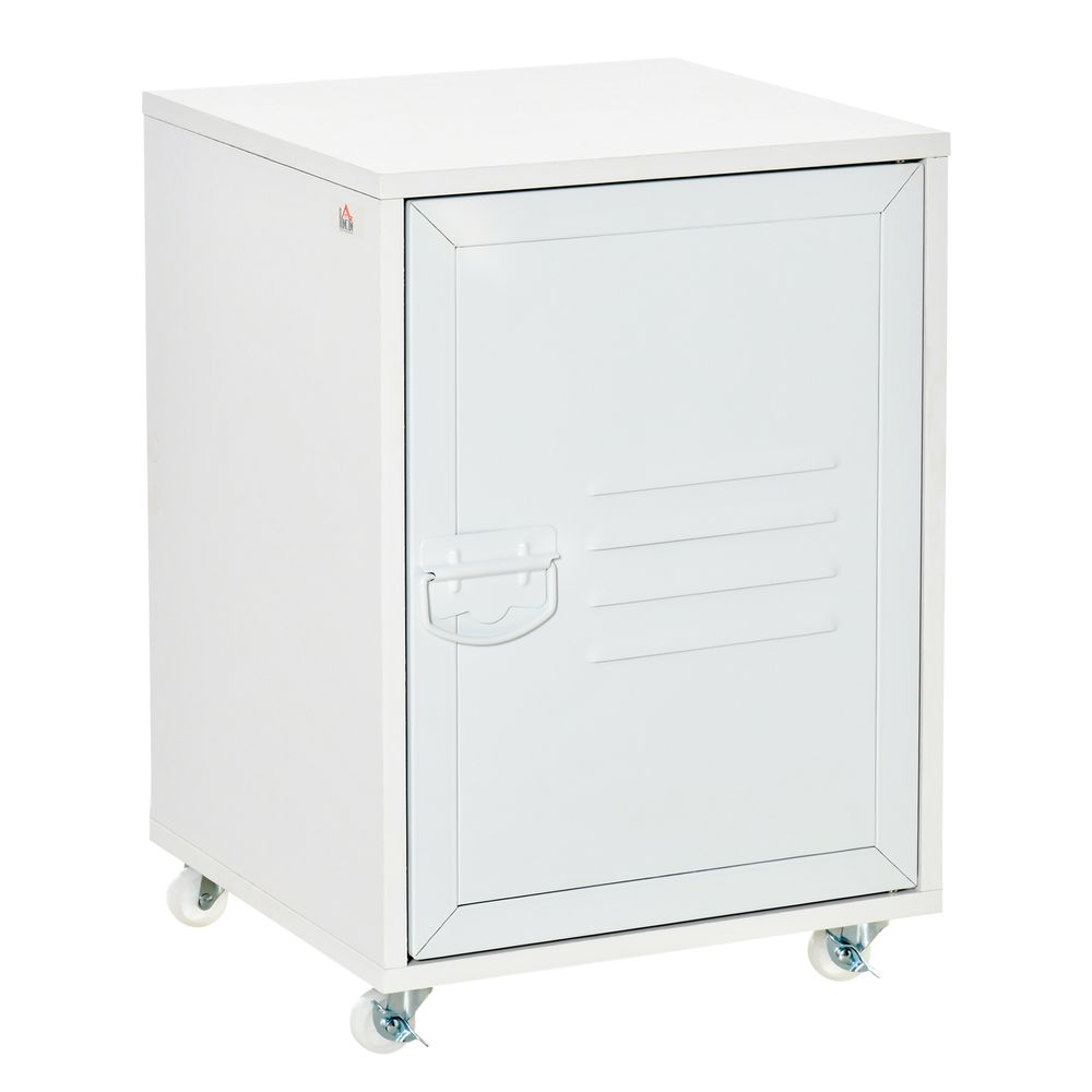 Rolling Storage Cabinet Mobile File Cabinet With Adjustable Shelf, White - anydaydirect
