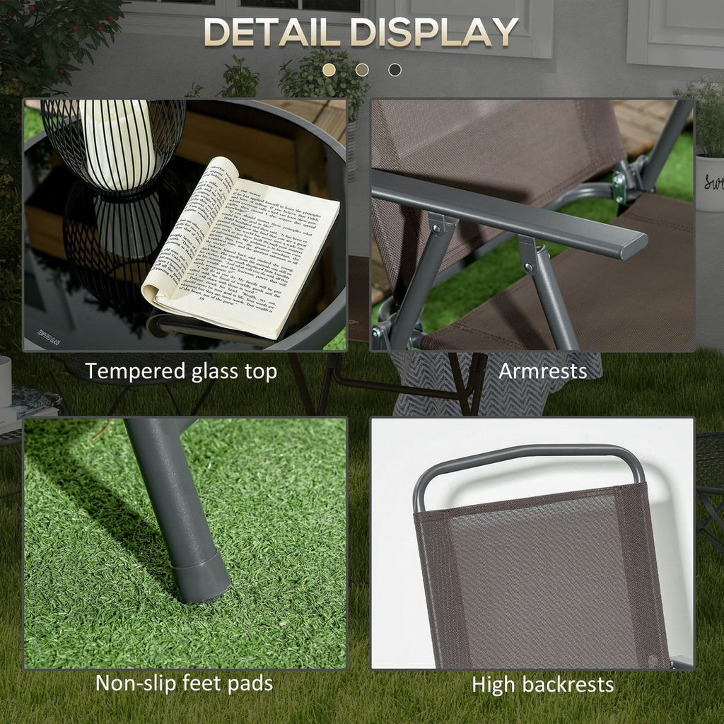 Outsunny Patio Bistro Set Folding Chairs & Coffee Table for Balcony, Brown - anydaydirect