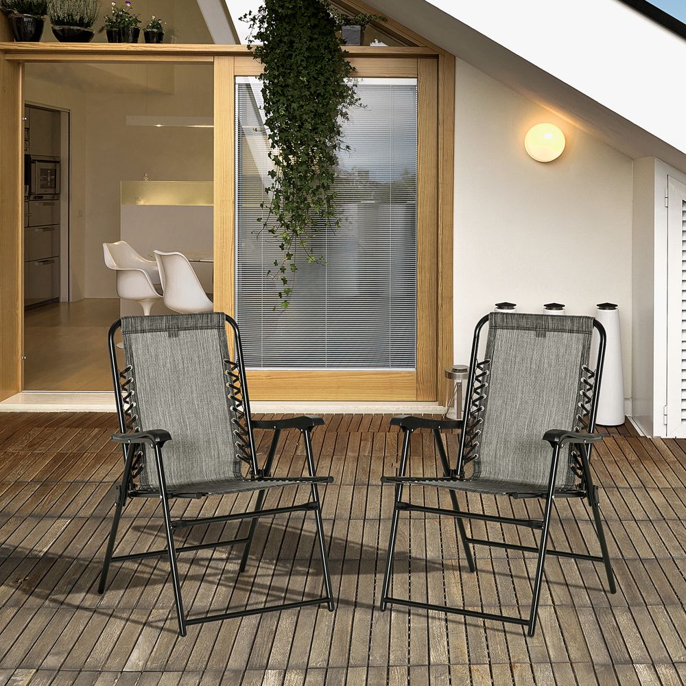 Set of 2 Patio Folding Dining Chair Set Garden Outdoor Grey - anydaydirect