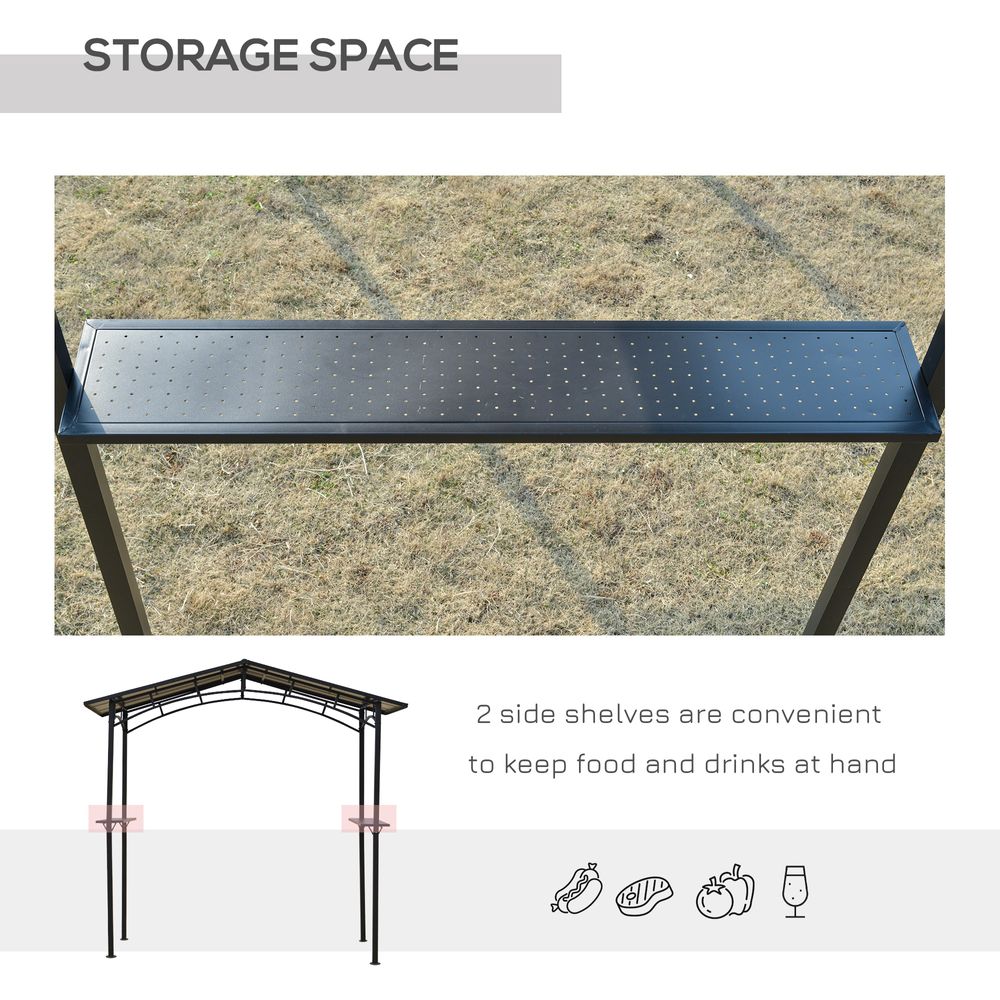 2.5x1.5m Grill Outdoor BBQ Gazebo Canopy & Side Shelves PC Roof Aluminium - anydaydirect