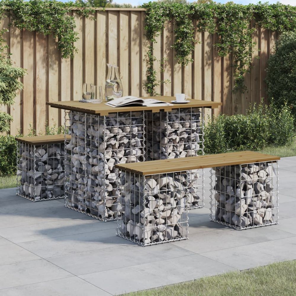 vidaXL Garden Bench Gabion Design 100x70x72 cm Impregnated Wood Pine - anydaydirect