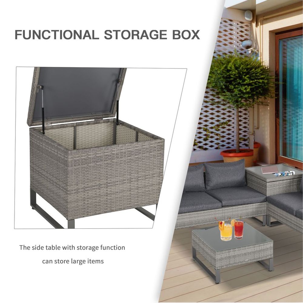 Outsunny 4 PCs Rattan Wicker Sofa Set Conservatory Furniture w/ Side Storage Box - anydaydirect