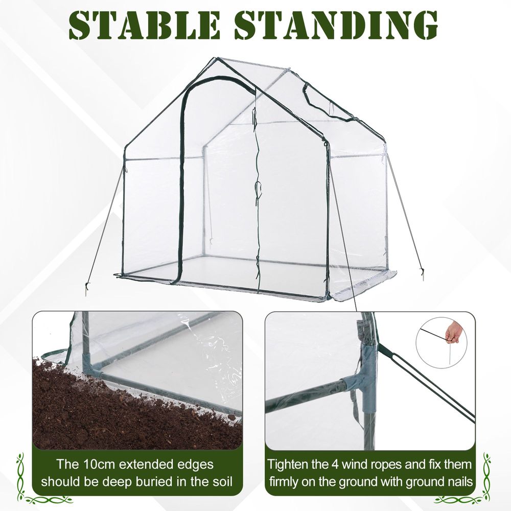 Outsunny Portable Walk-in PVC Greenhouse w/ Zipped Door for Flowers Plant - anydaydirect