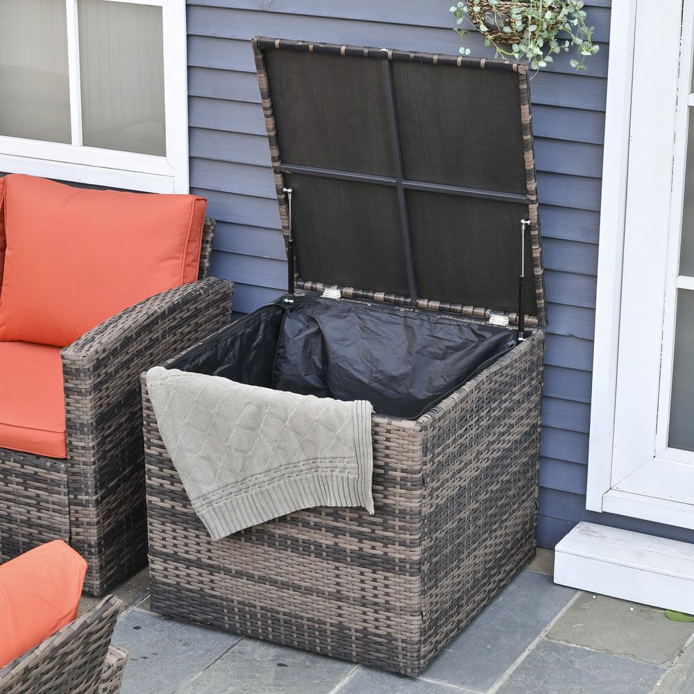 6 Pcs Rattan Wicker Sofa Set Sectional & Storage Table & Cushion Mixed Brown - anydaydirect