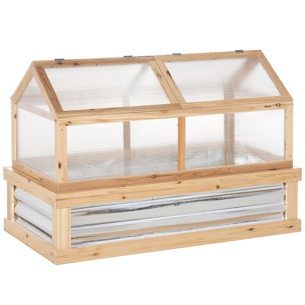 Raised Garden Bed with Greenhouse Top, 122x 61 x 81.7cm, Natural Kit - anydaydirect