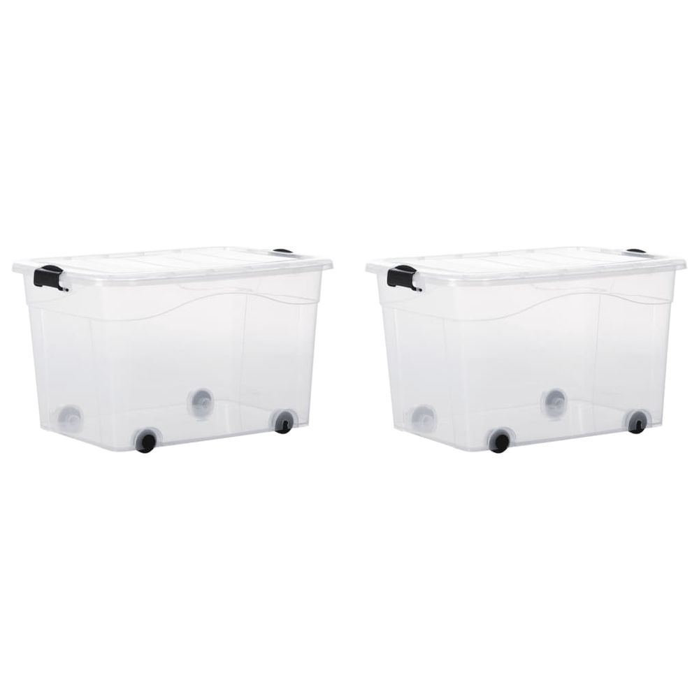 Storage Boxes with Wheels & Lids 2 pcs Transparent 40 L - anydaydirect