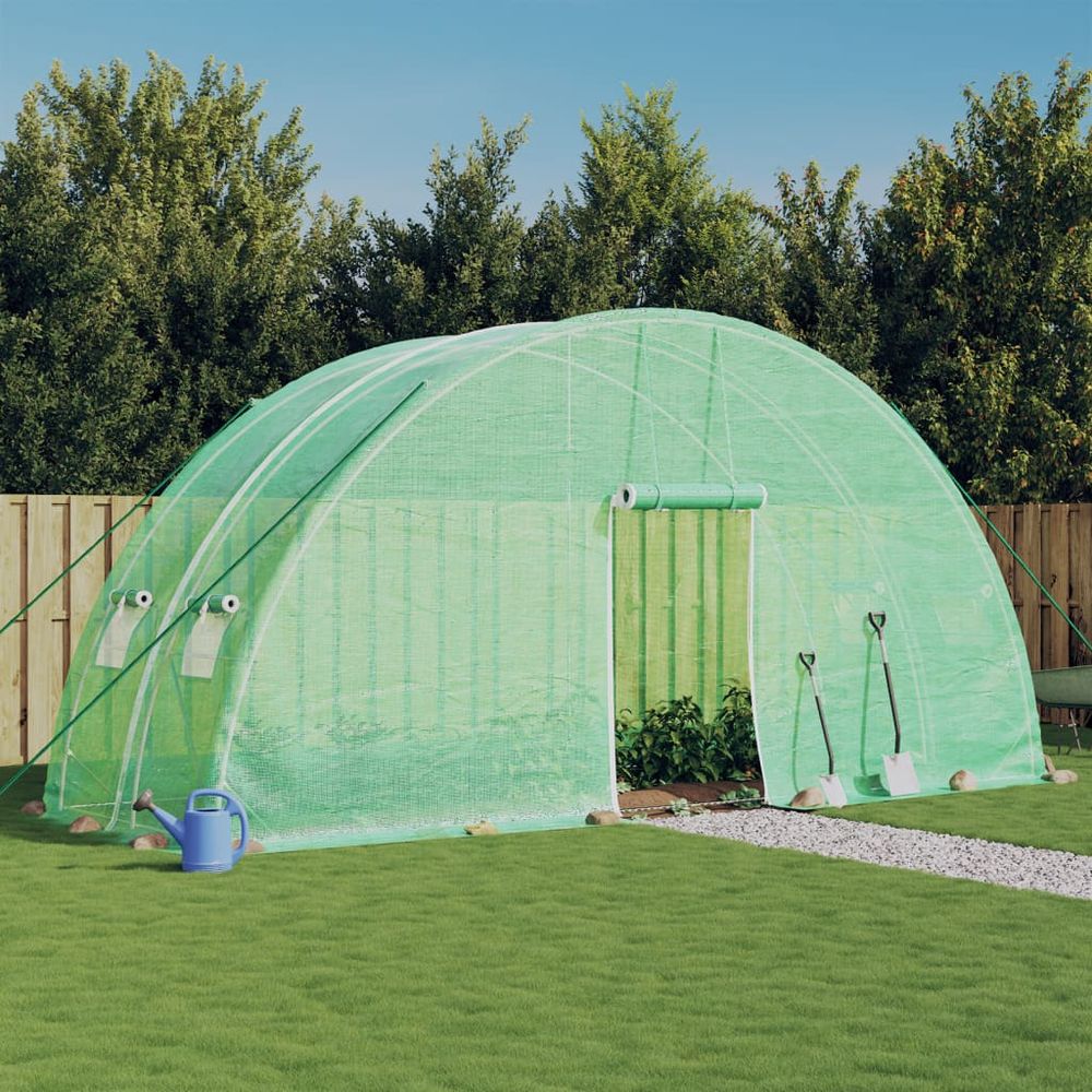 vidaXL Greenhouse with Steel Frame Green 12 m² 6x2x2.85 m - anydaydirect